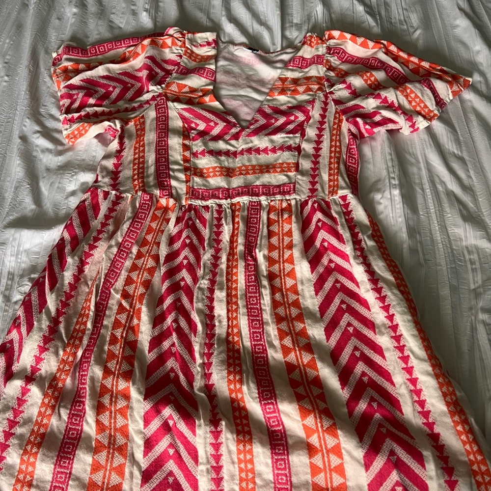 Old Navy Pink and Orange Patterned Dress